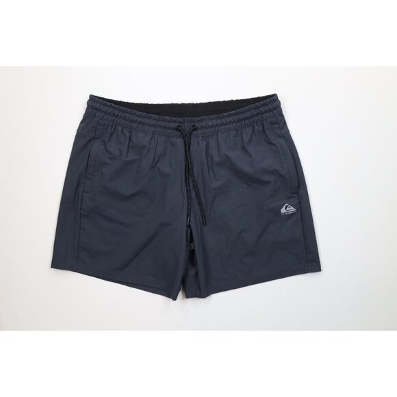 Y2K Quiksilver Surfing Mens XL Spell Out Reflective Above Knee Surf Shorts Gray - Picture 1 of 13